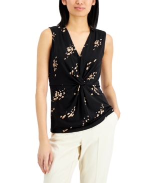 Alfani Printed Knot-front V-neck Top, Created For Macy's In Space Spots