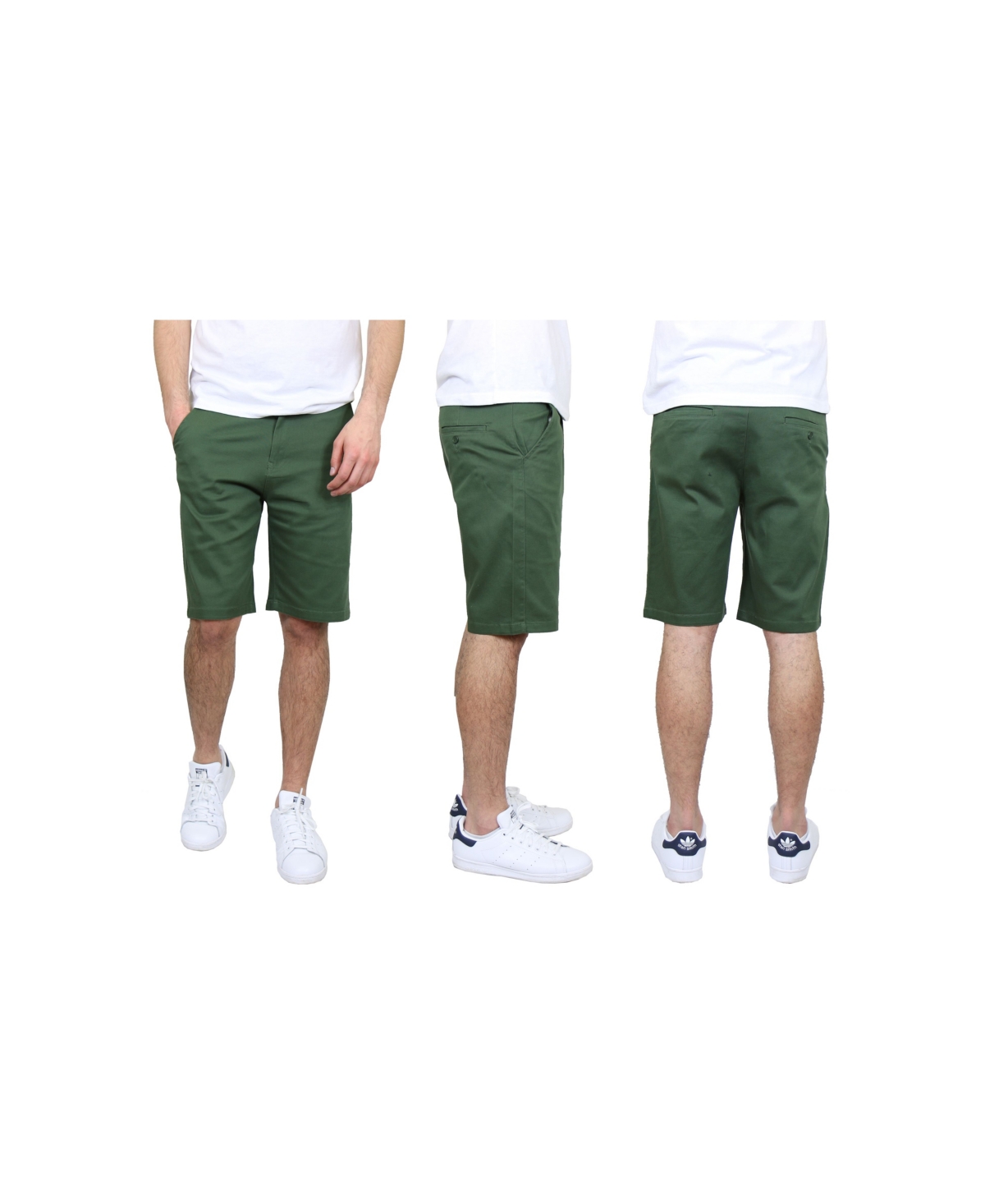 Men's 5-Pocket Flat-Front Slim-Fit Stretch Chino Shorts - White