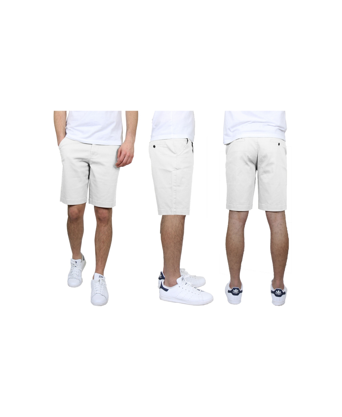 Men's 5-Pocket Flat-Front Slim-Fit Stretch Chino Shorts - White