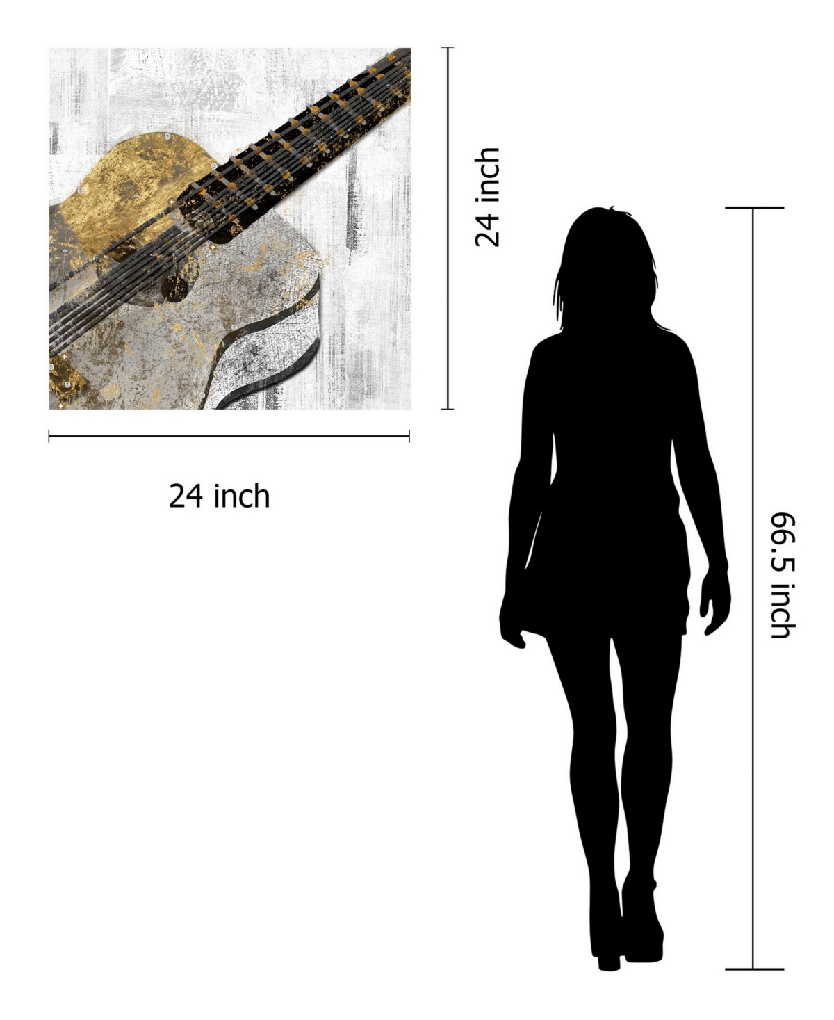 Classy Art Multimedia Acoustic Guitar Print Mixed Media Wall Art, 24