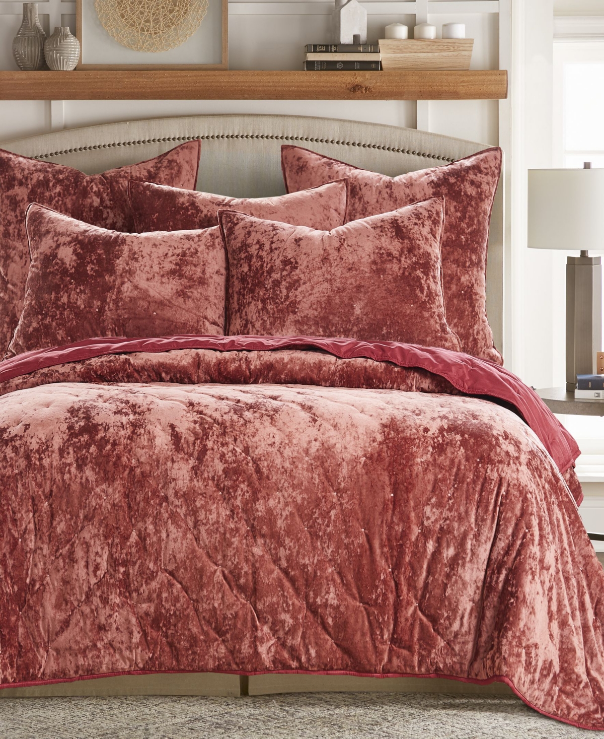 Levtex Abruzzi Velvet Reversible Quilt, King In Spice