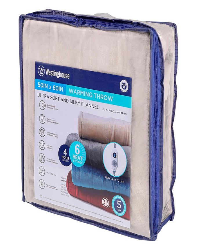 Westinghouse Heated Throw Velour with Sherpa Reverse, 50" x 60