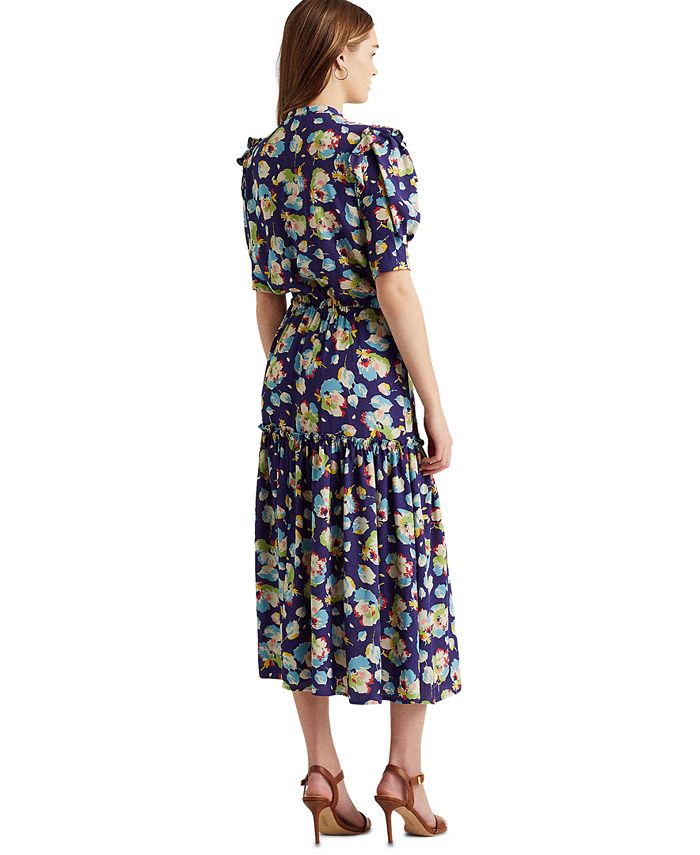 Lauren Ralph Lauren Floral Georgette Elbow-Sleeve Dress - Macy's