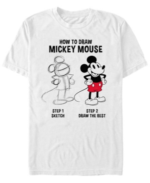 Fifth Sun Men's Mickey Drawing Short Sleeve Crew T-shirt In White