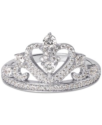 Disney Cubic Zirconia Tiara Ring in Sterling Silver Macy s