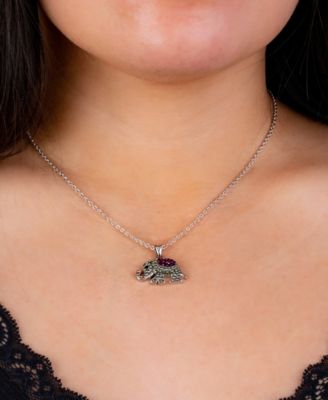 Crystal Elephant Pendant 16+2" Extender In Silver Plated