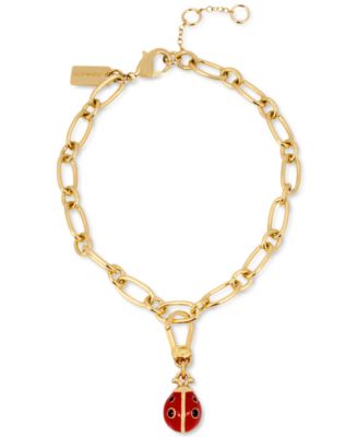 COACH Gold-Tone Crystal Ladybug Clip-On Charm