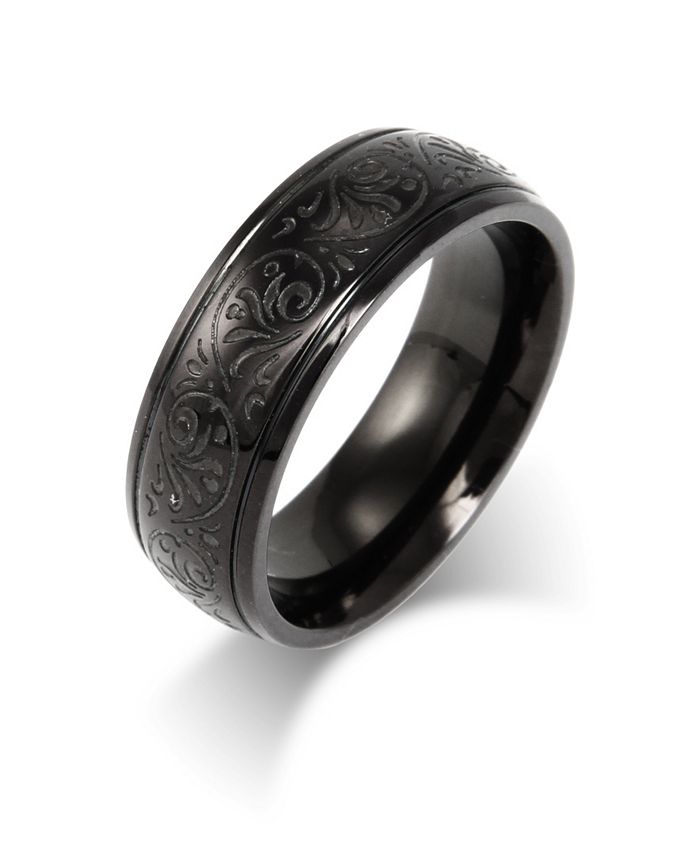 Eve's Jewelry Men's Stainless Steel Carved Design Ring - Macy's