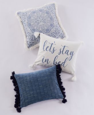 Bennett Fringe Embroidered Decorative Pillow, 18" x 18"