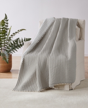 Levtex Pom Taupe Quilted Throw In Gray