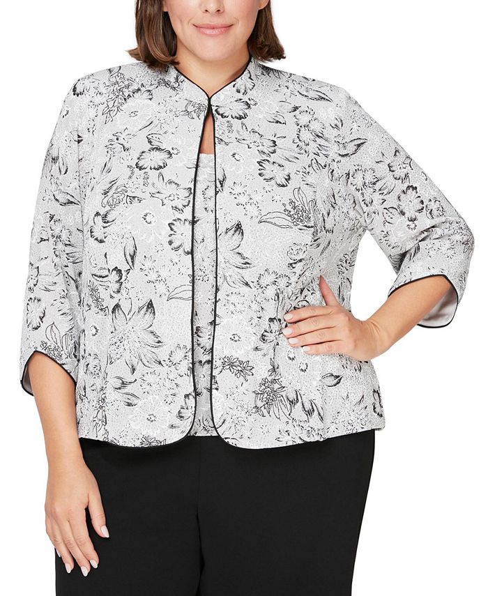 Alex Evenings Plus Size MandarinCollar Jacket & Top Set & Reviews