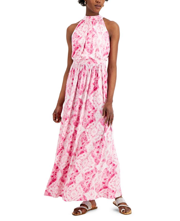 INC International Concepts Printed Halter Neck Maxi Dress Created
