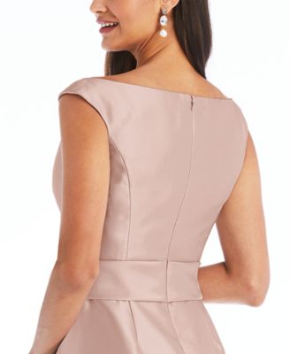 Plus Size Off-the-Shoulder Draped Wrap Satin Maxi Dress