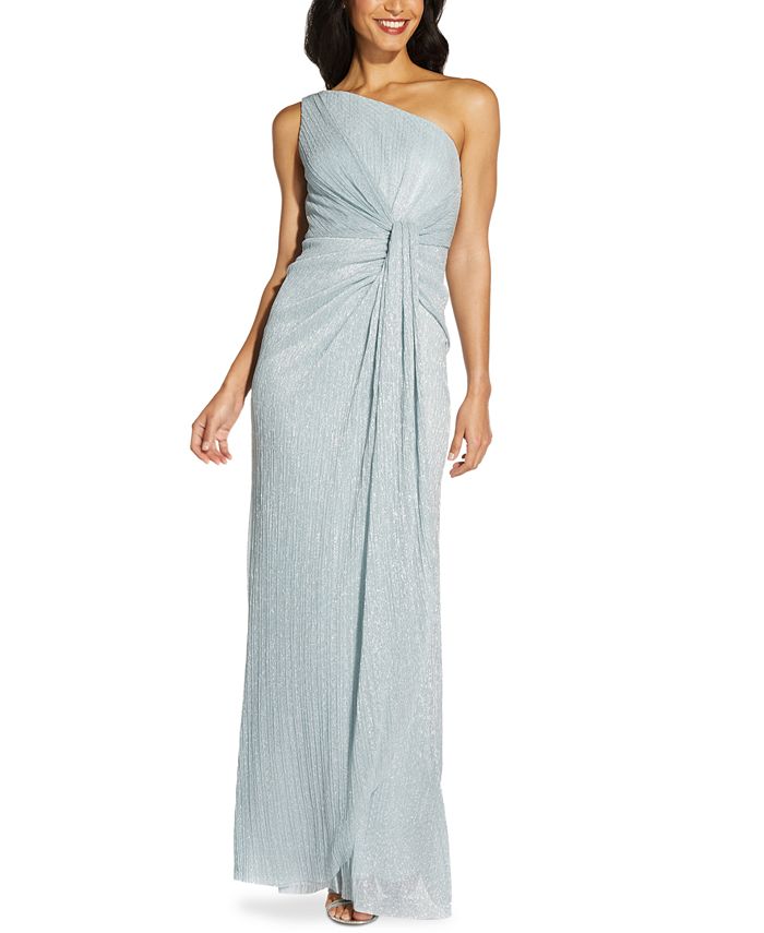 adrianna papell flutter sleeve stardust glitter knit gown
