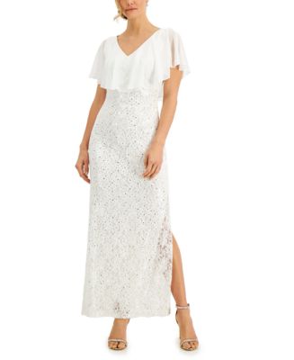 Connected Sequined Lace Chiffon Overlay Gown - Macy's