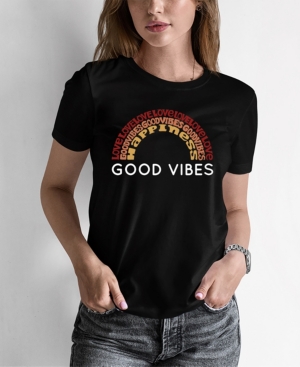 LA POP ART WOMEN'S WORD ART GOOD VIBES T-SHIRT 