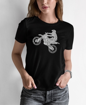 La Pop Art Women's Word Art Freestyle Motocross T-shirt In Black