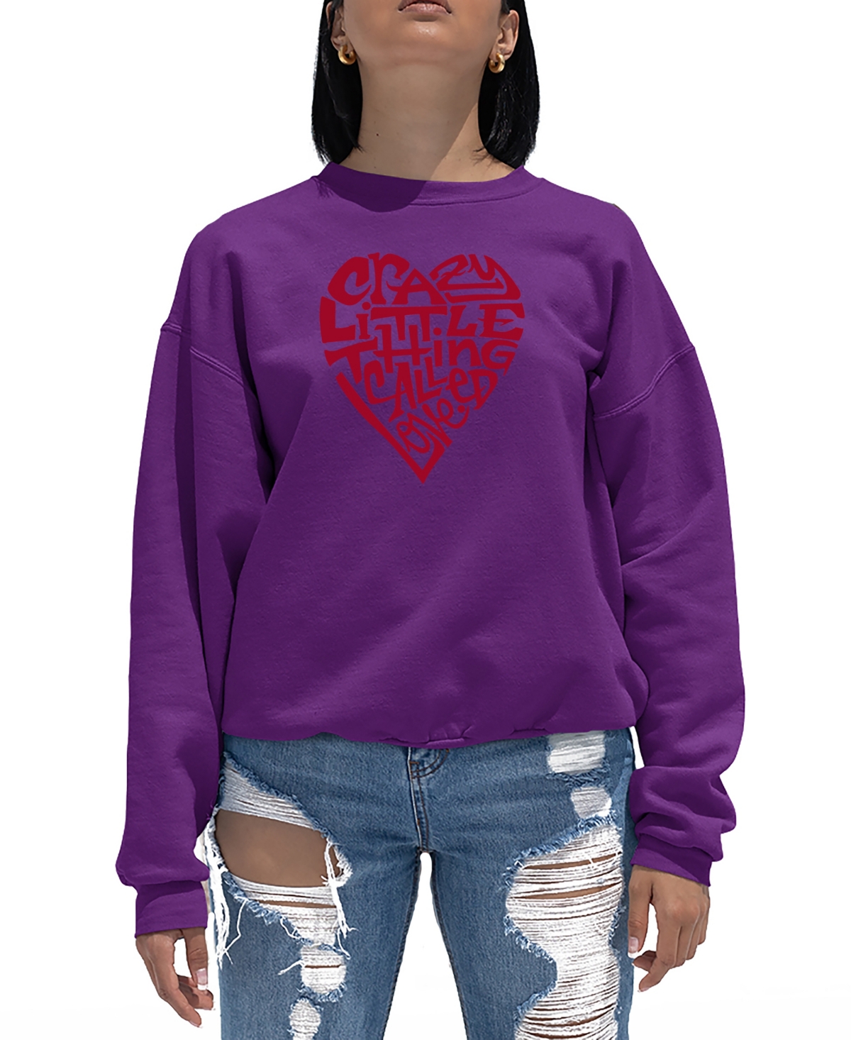 Women's Word Art Crazy Little Thing Called Love Crewneck Sweatshirt