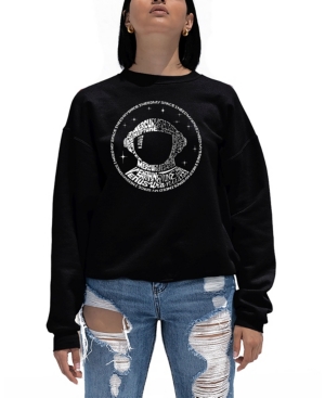 La Pop Art Women's Word Art I Need My Space Astronaut Crewneck Sweatshirt In Black