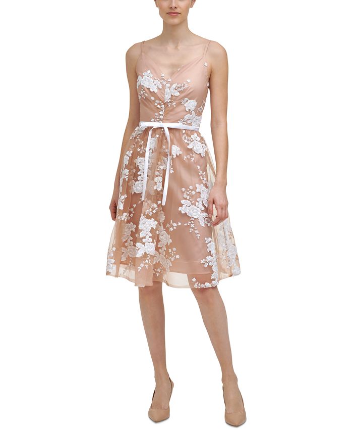 Calvin Klein Sequin & Mesh A-Line Dress & Reviews - Dresses - Women - Macy's