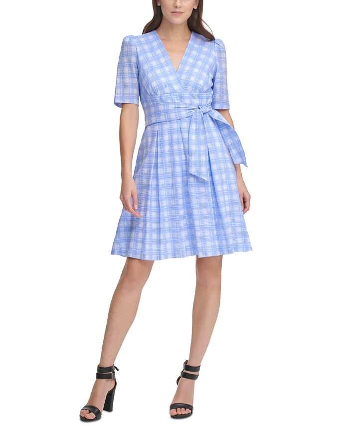 DKNY Cotton Printed Puff-Sleeve Dress - Macy's