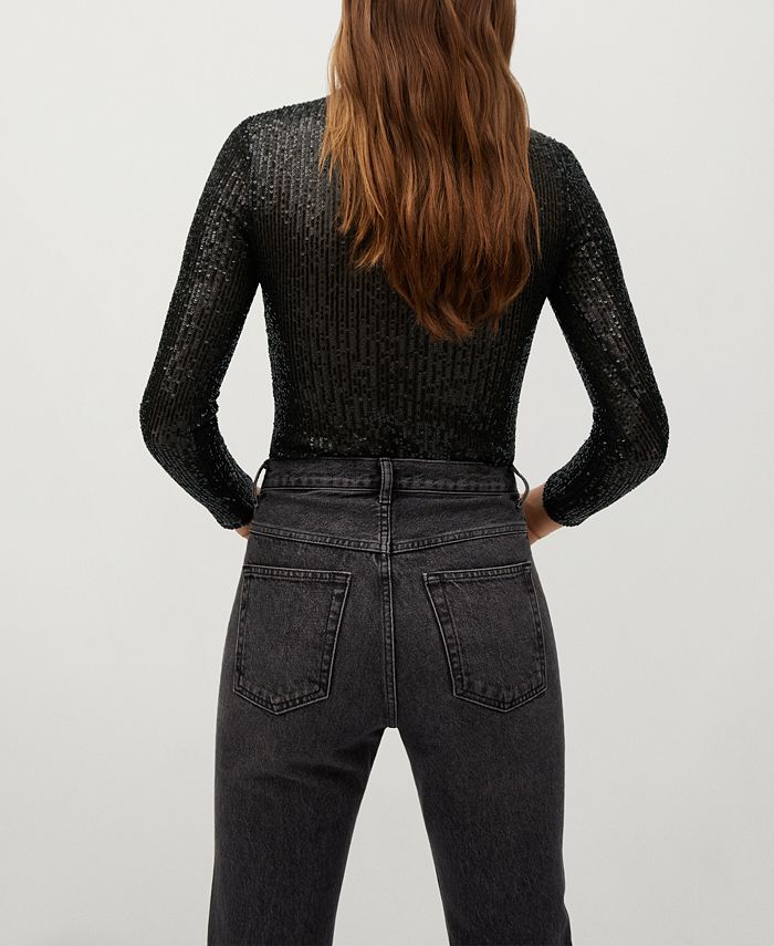 MANGO Women's Sequins Bodysuit Macy's