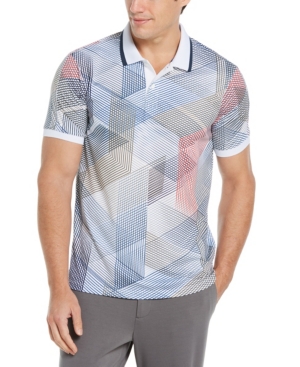 Men's Big and Tall Grid Print Ribbed Collar Polo Short Sleeve Shirt