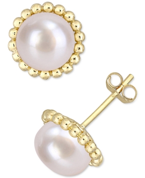 Macy's Cultured Freshwater Pearl (8mm) Stud Earrings In 10k Gold In Gold