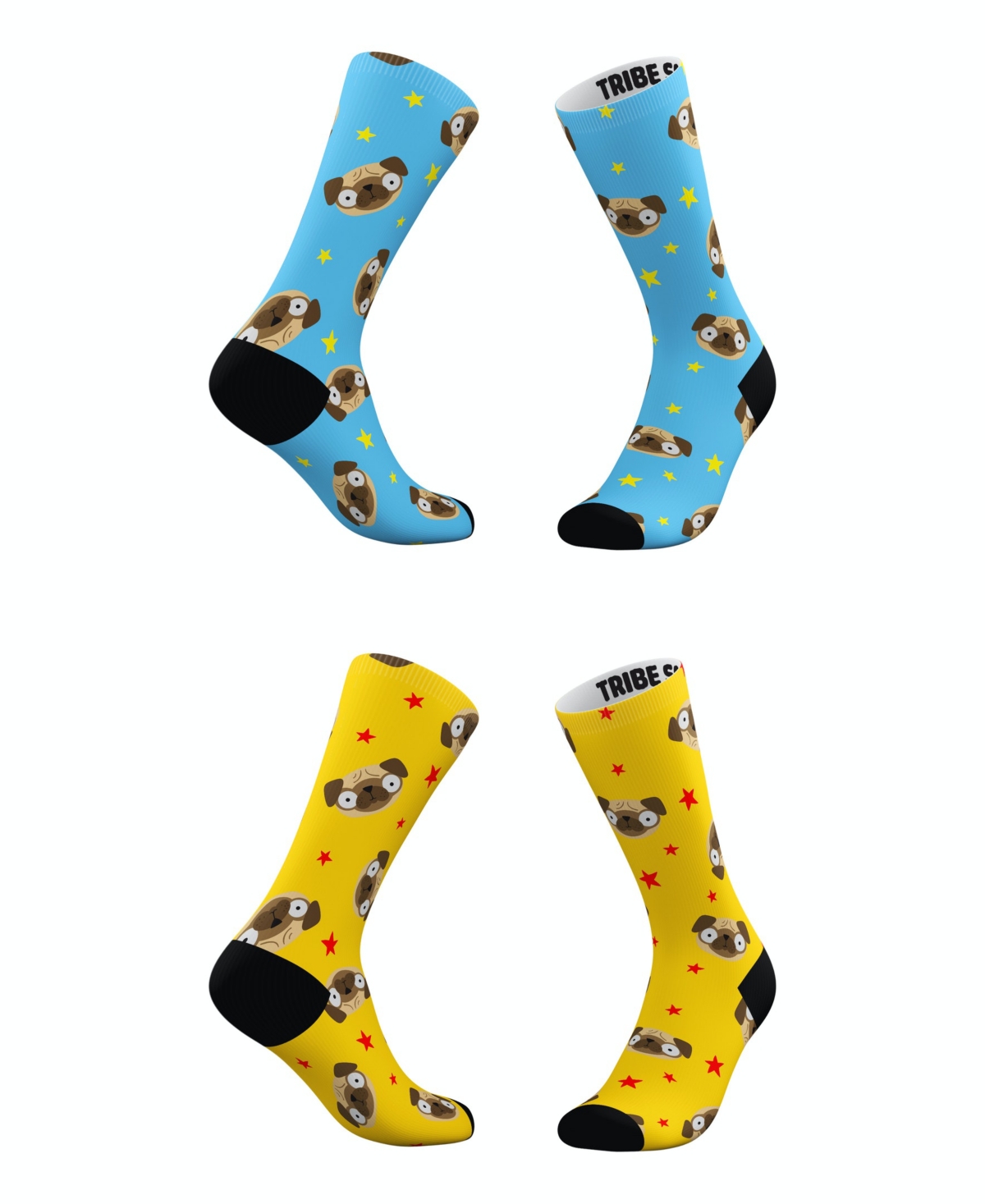 Men's and Women's Pugmoji Socks, Set of 2 - Assorted Pre-Pack