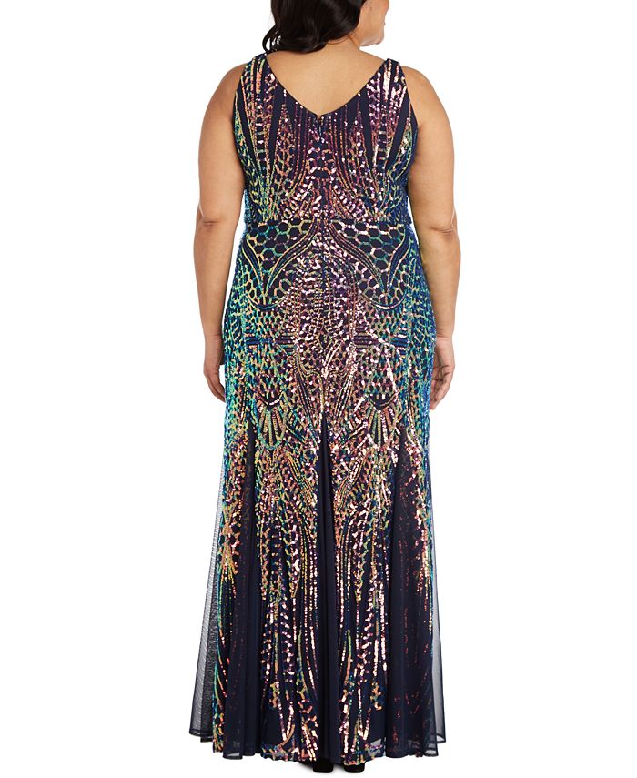 nightway plus size sequin flowy gown