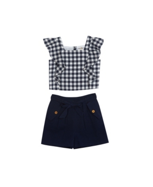 Rare Editions Little Girls Check Short Set 2 Piece Set