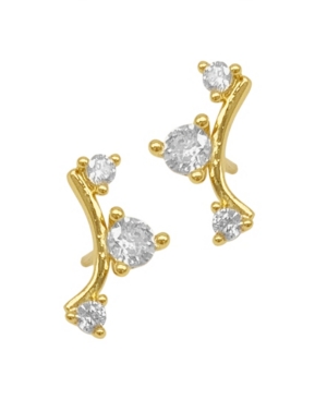 Shop Adornia Studded Climber Earrings In Yellow Gold-tone