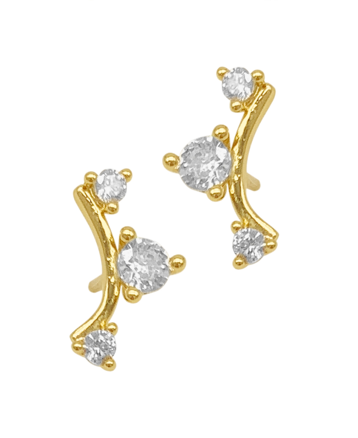 Studded Climber Earrings - Yellow Gold-Tone