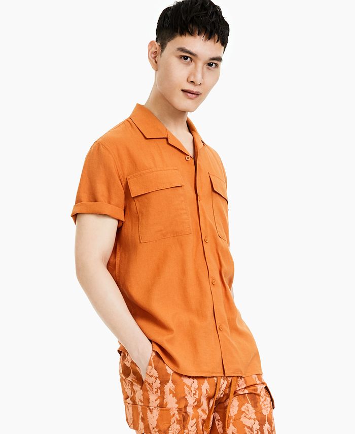Sun + Stone Men's Ryder Regular-Fit Solid Linen Camp Shirt, Created for ...