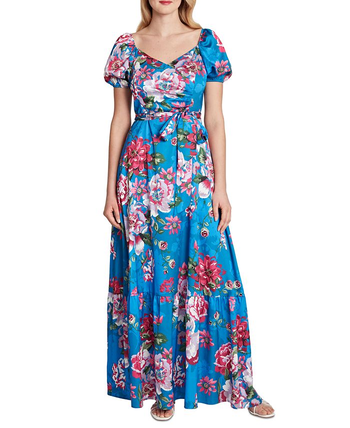 Tahari ASL Floral-Print Puff-Sleeve Dress & Reviews - Dresses - Women ...
