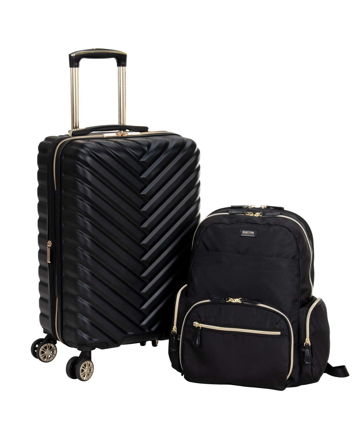 2-Pc. 20" Chevron Carry-On 15" Laptop Backpack Set - Black