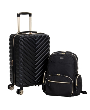Kenneth Cole Reaction 2-pc. 20" Chevron Carry-on 15" Laptop Backpack Set In Black