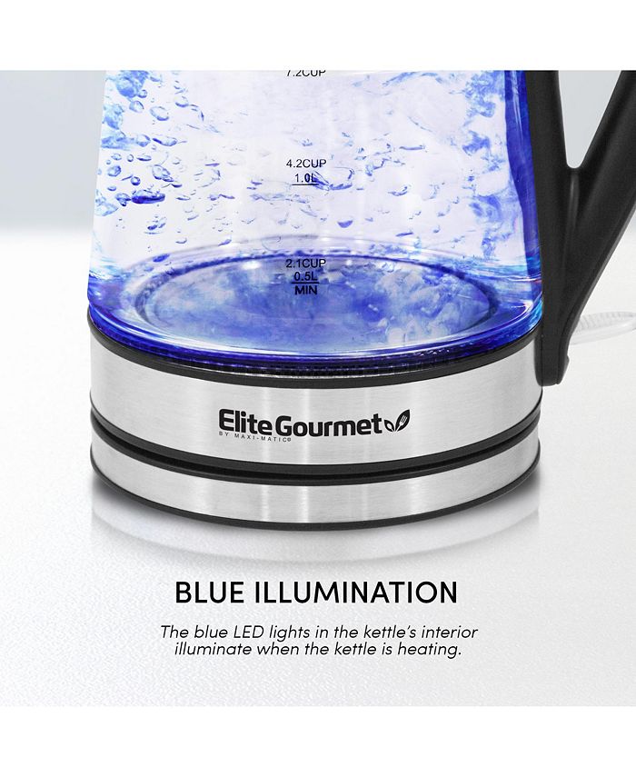 Elite Gourmet Elite Platinum Cordless 1.7L Glass Kettle, Stainless Steel  Accents - Macy's