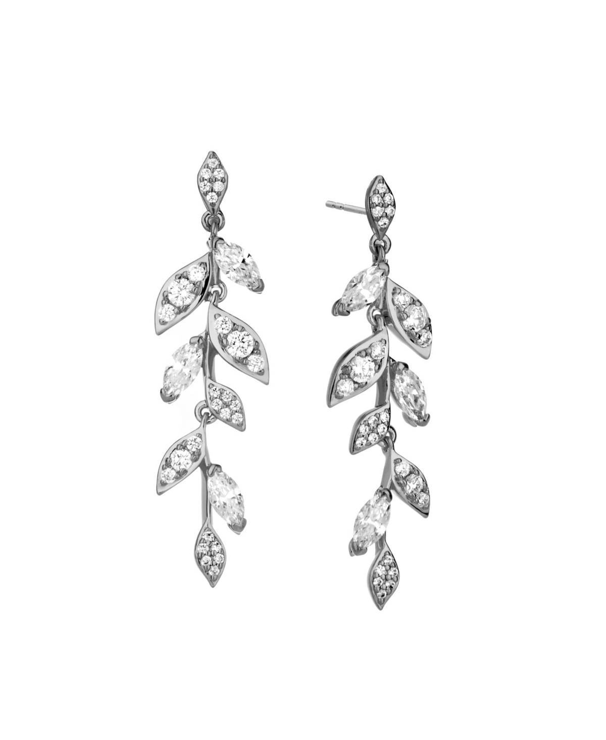 Leaf Linear Earring, Created for Macy's - Rhodium Plated