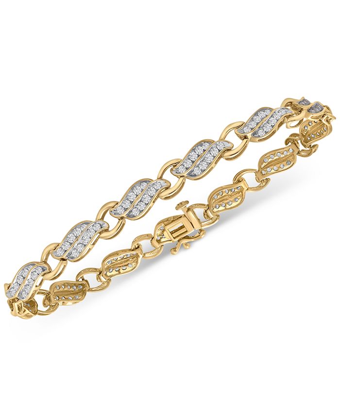 Macy's - Diamond Split Wave Link Bracelet (2 ct. t.w.) in 10k Gold
