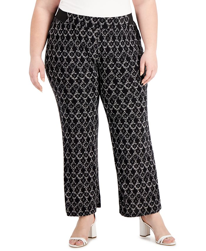 printed wide leg pants