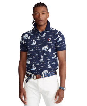 Polo Ralph Lauren Men's Big & Tall Swimmer-Print Mesh Polo Shirt