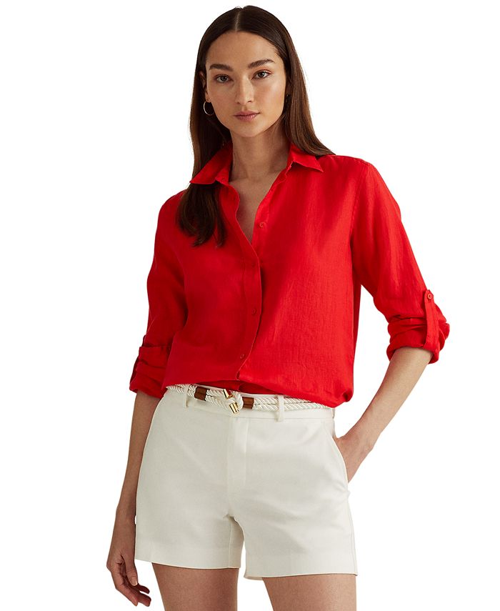 Lauren Ralph Lauren Linen RollTab Sleeve Top Macy's