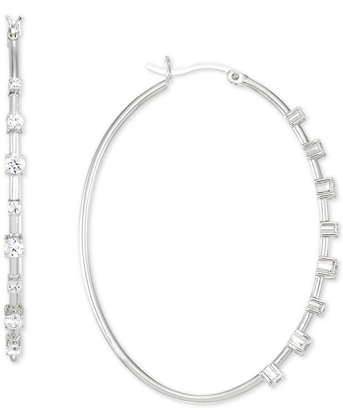 Macy's - Cubic Zirconia Oval Hoop Earrings
