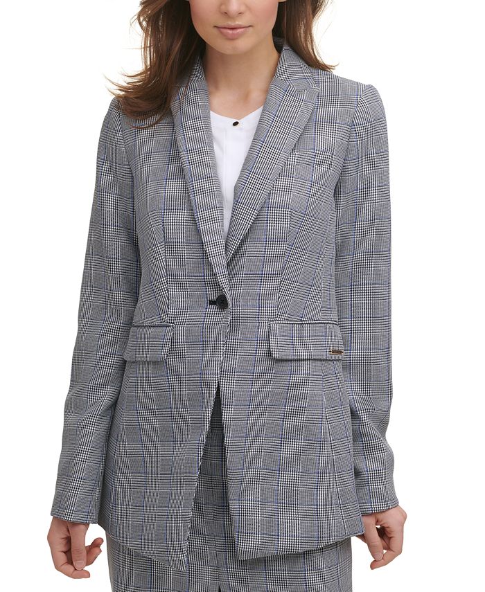 Calvin klein top plaid blazer
