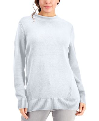 Karen Scott - Cotton Drop-Shoulder Roll-Neck Sweater