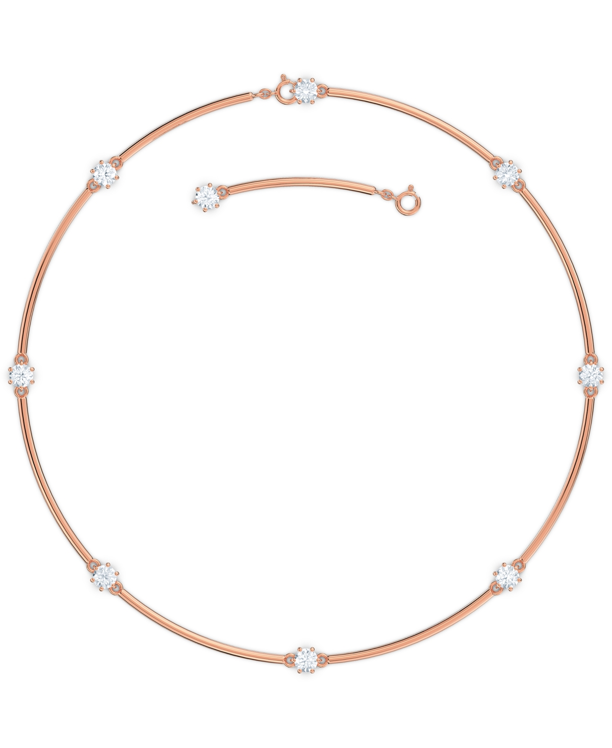 Rose Gold-Tone Crystal Station Choker Necklace, 15" + 2" extender - White