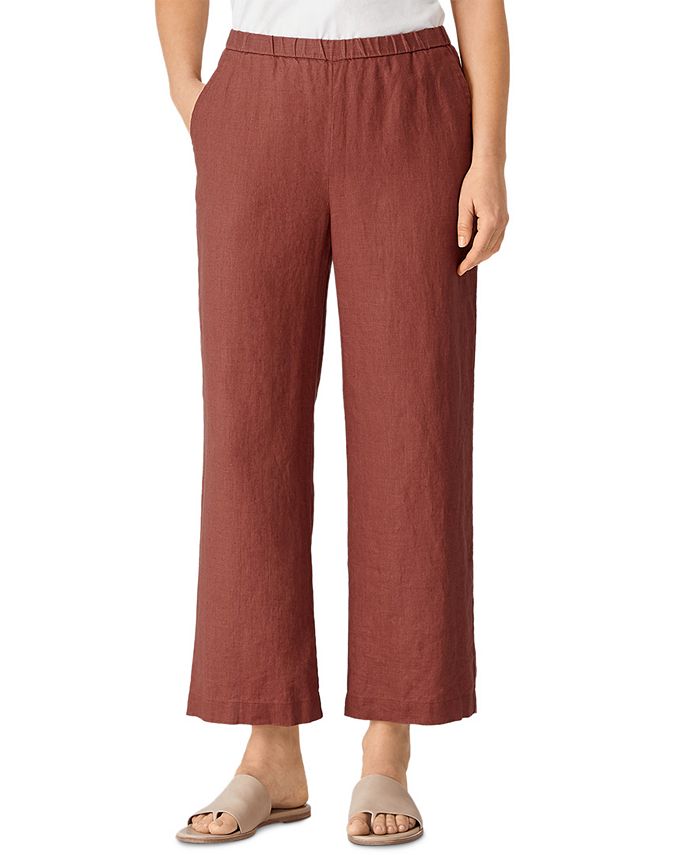 Eileen Fisher Organic Linen Pull-On Pants - Macy's