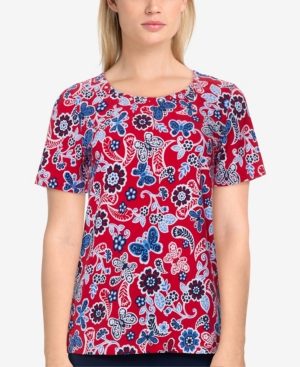 ALFRED DUNNER WOMEN'S MISSY AMERICANA FLORAL BUTTERFLY TOP