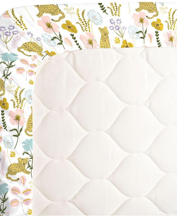 Macy's Cheetah Flower Fitted Super Soft Crib Sheet Macy's